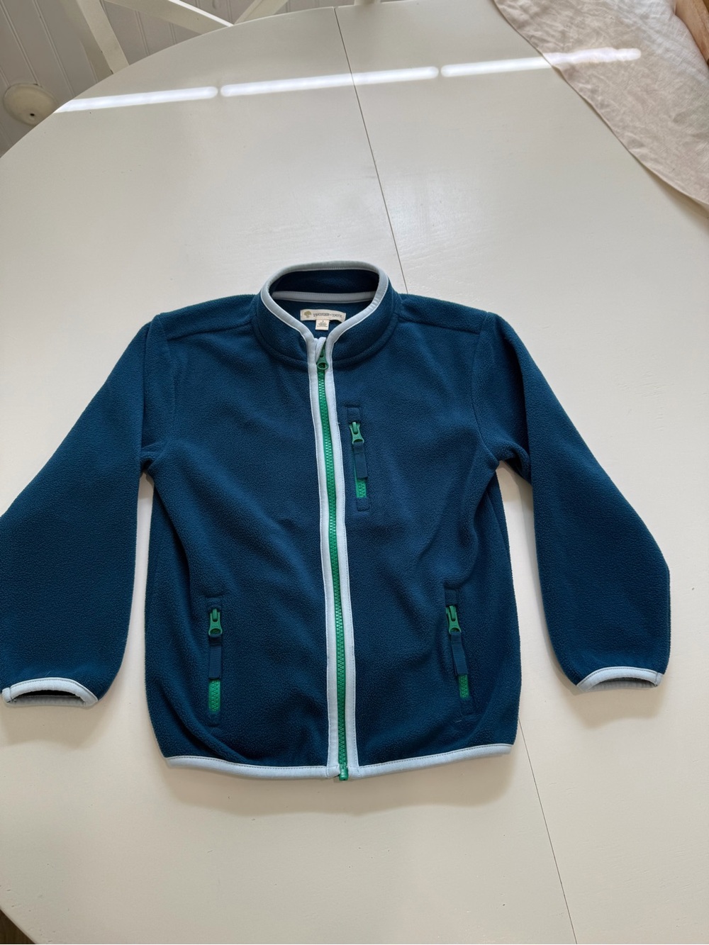Tucker + Tate Navy Blue Kids Fleece Zip Jacket with Green Zippers